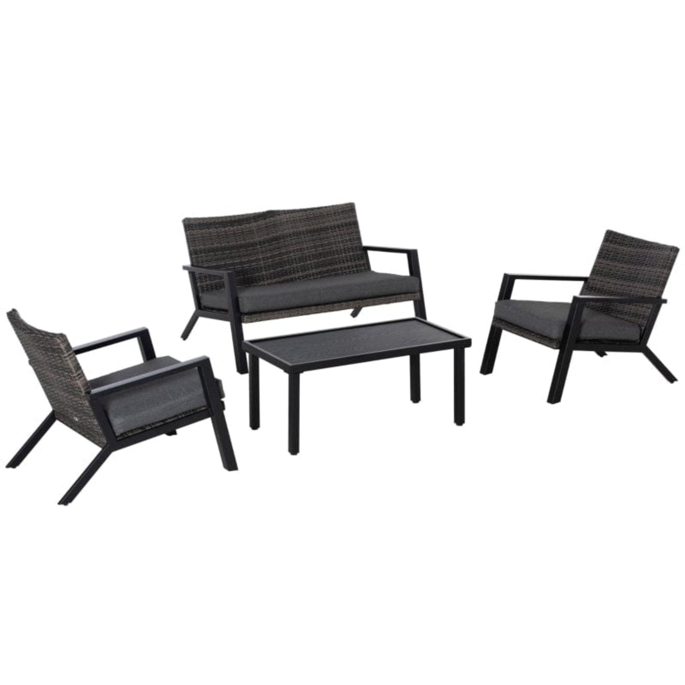 Outsunny 4-Piece Patio Sofa Set Outdoor Wicker Patio Conversation Sets - 860-222V01