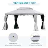 Outsunny 10' x 13' Patio Gazebo, 2-Tier Polyester Roof - 84C-101