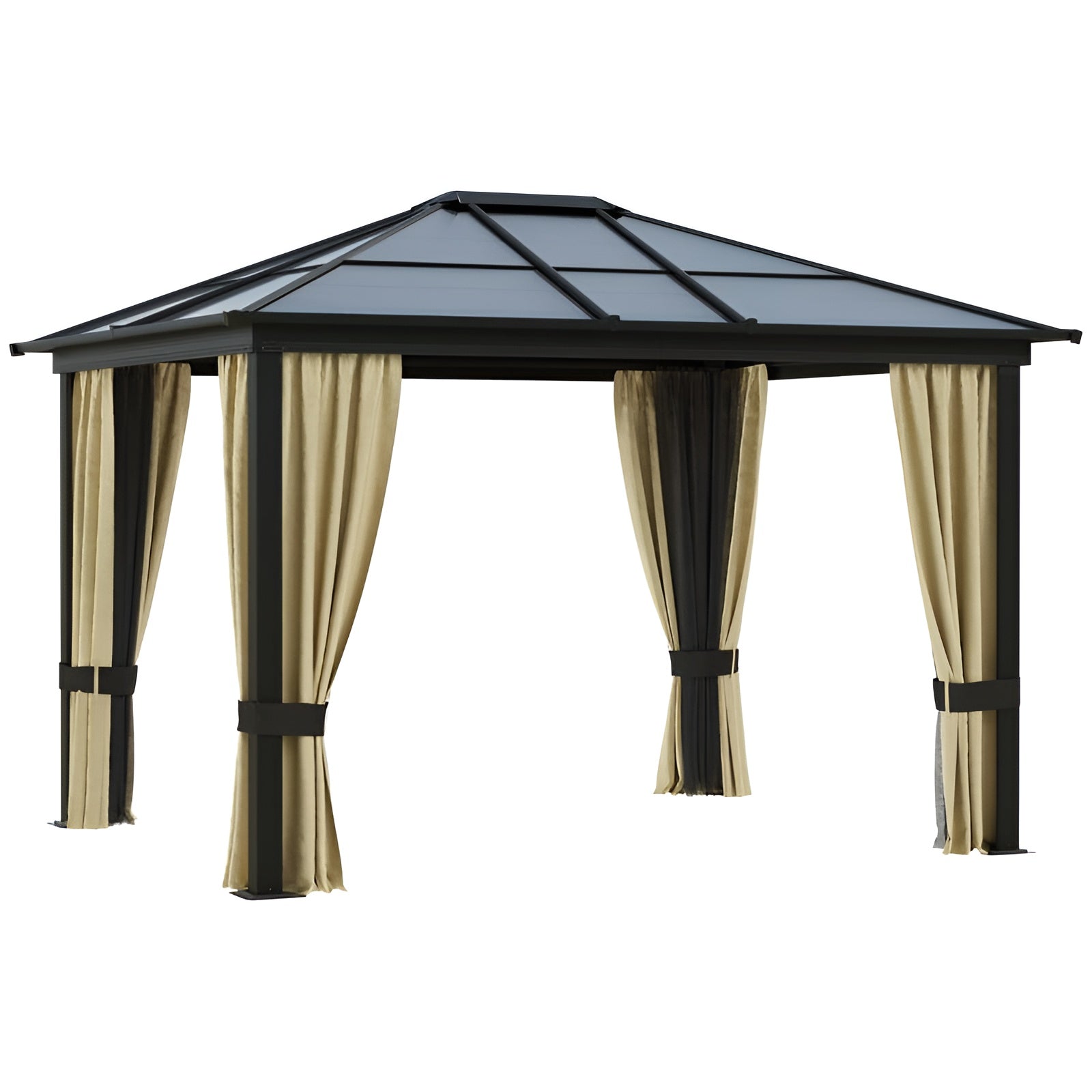 Outsunny 12' x 10' Outdoor Steel Polycarbonate Hardtop Canopy Gazebo - 01-0865