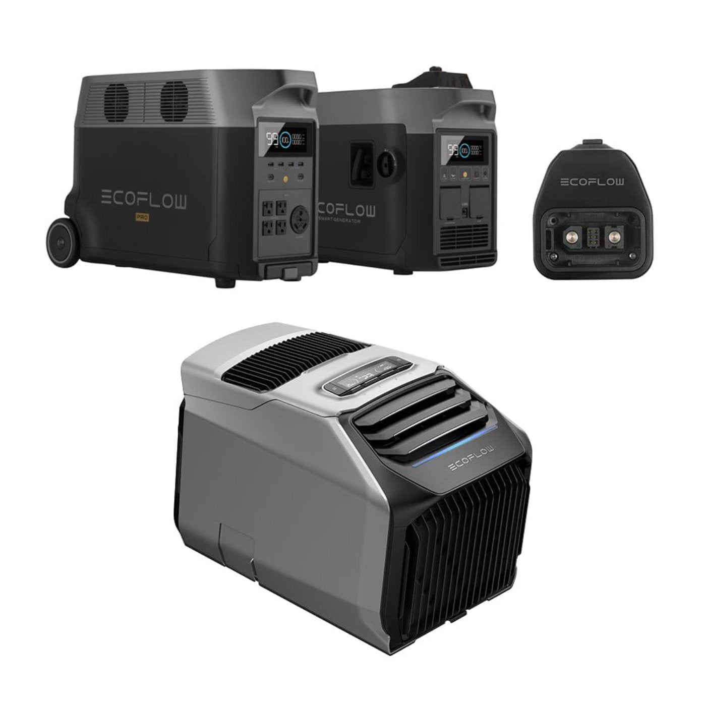 EcoFlow WAVE 2 Portable AC + DELTA Pro + 1800W Dual Fuel Smart Generator + Adapter