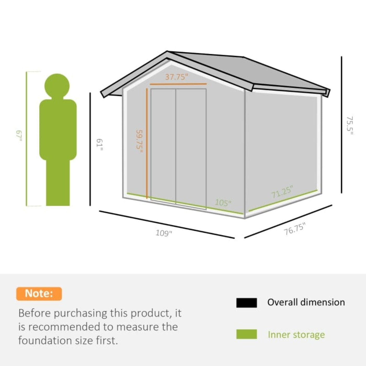 Outsunny 9' x 6' Metal Storage Shed - 845-031SR