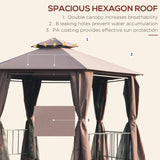 Outsunny 13' x 13' Party Tent, 2 Tier Outdoor Hexagon Patio Canopy - 84C-052CF