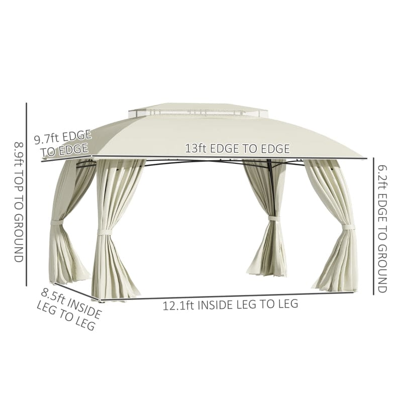 Outsunny 13' x 10' Patio Gazebo Outdoor Canopy Shelter - 84C-326CW