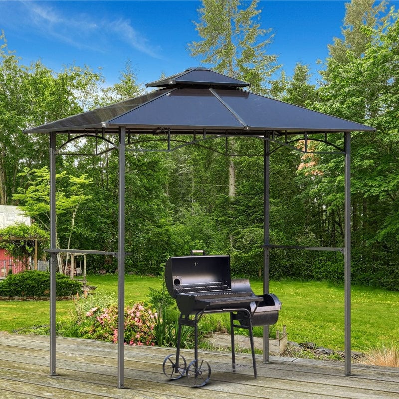 Outsunny 8' x 5' Barbecue Grill Gazebo Tent, Outdoor BBQ Canopy with Side Shelves - 84C-219