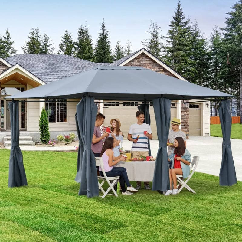 Outsunny 13' x 10' Steel Outdoor Patio Gazebo - 84C-116GY