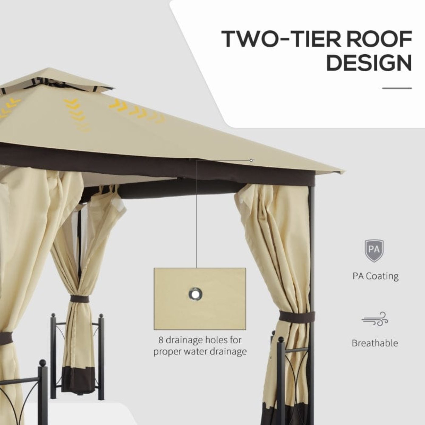 Outsunny 13' x 11' Patio Gazebo Canopy Garden Tent Sun Shade - 84C-331BG