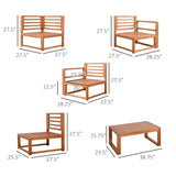 Outsunny 5 Piece L Shaped Patio Furniture Set - 84B-985