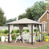 Outsunny 10' x 10' Patio Gazebo Aluminum Frame Outdoor Canopy Shelter - 84C-322BG