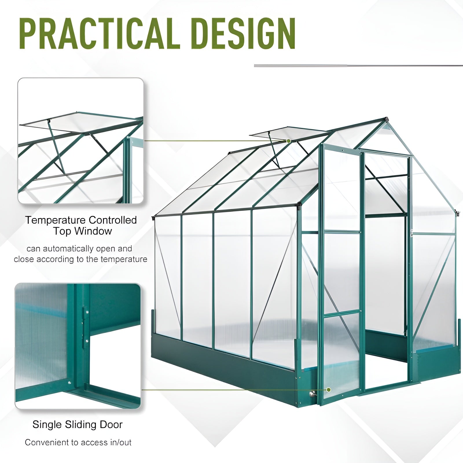 Outsunny 10' x 6' x 7' Polycarbonate Portable Walk-In Garden Greenhouse - 845-059V01