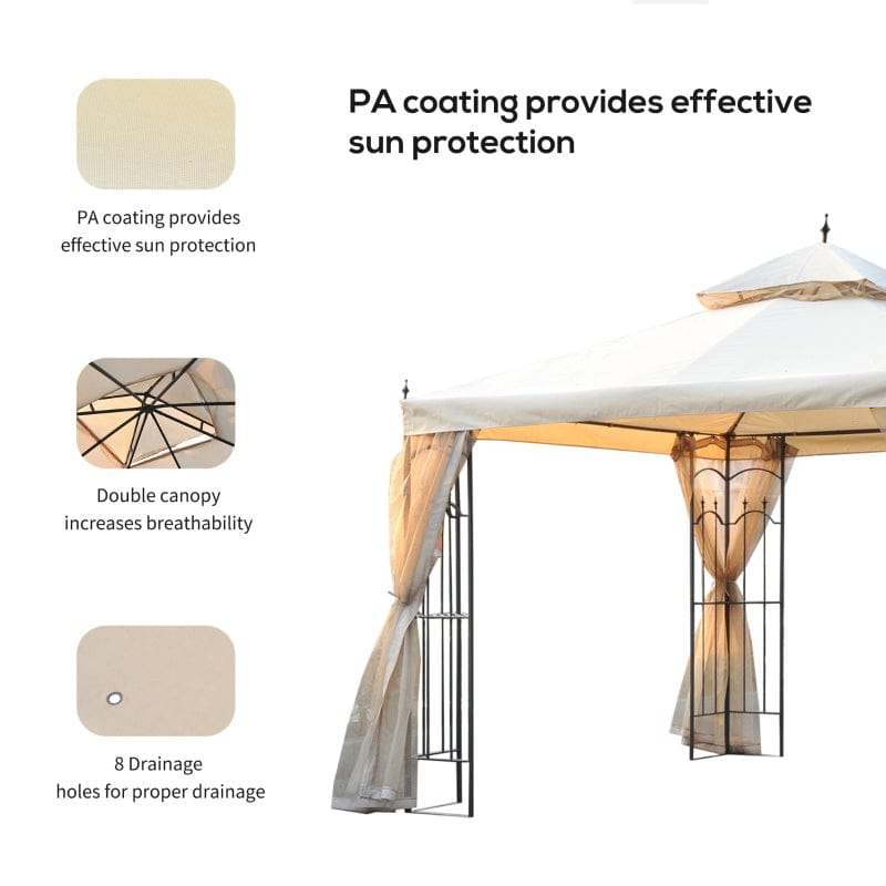 Outsunny 10' x 10' Steel Outdoor Weather Resistant Garden Gazebo - 84C-028