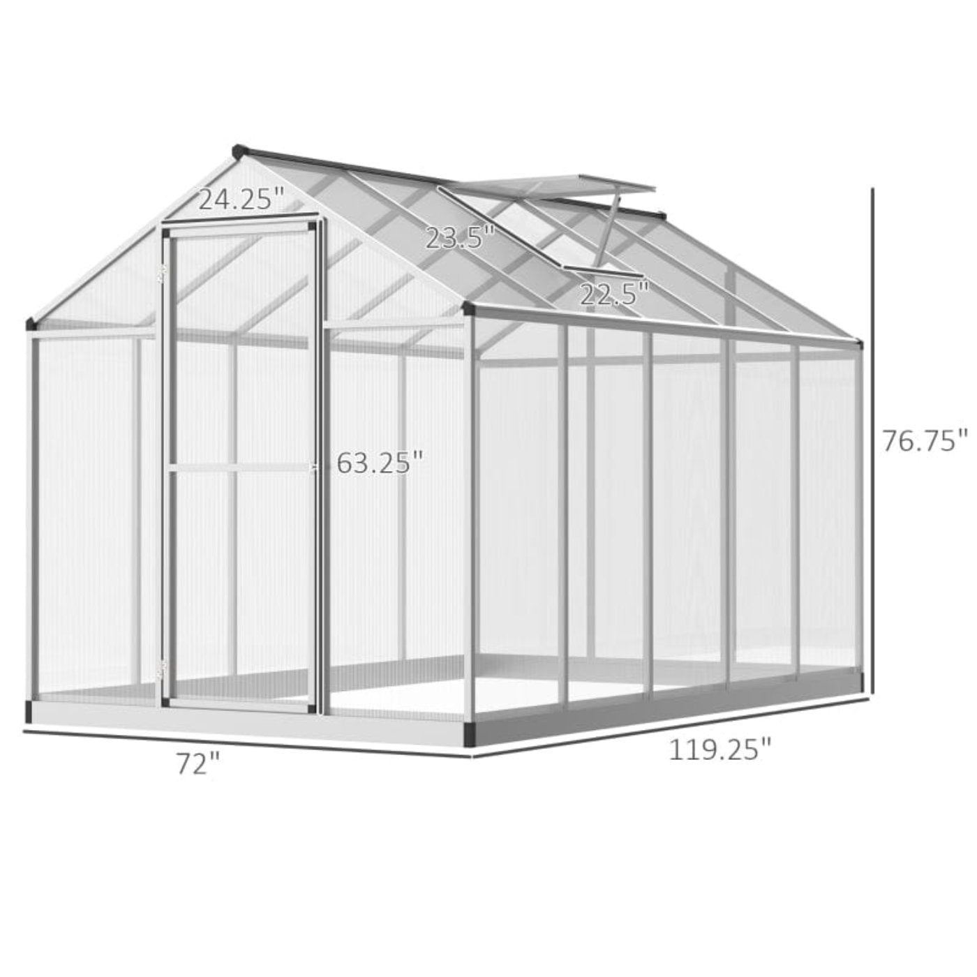 Outsunny 10' L x 6' W Walk-In Polycarbonate Greenhouse - 845-243V02