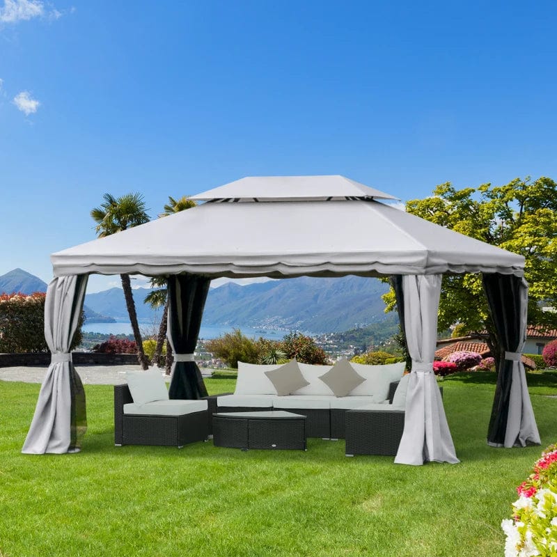 Outsunny 10' x 13' Patio Gazebo, 2-Tier Polyester Roof - 84C-101