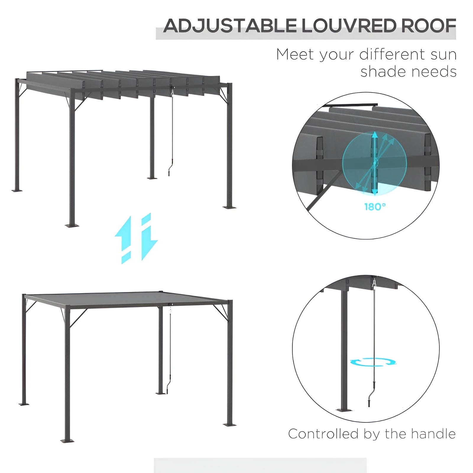 Outsunny 10' x 10' Outdoor Louvered Pergola - 84C-341