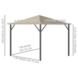 Outsunny 10' x 10' Patio Gazebo Aluminum Frame Outdoor Canopy Shelter - 84C-322BG