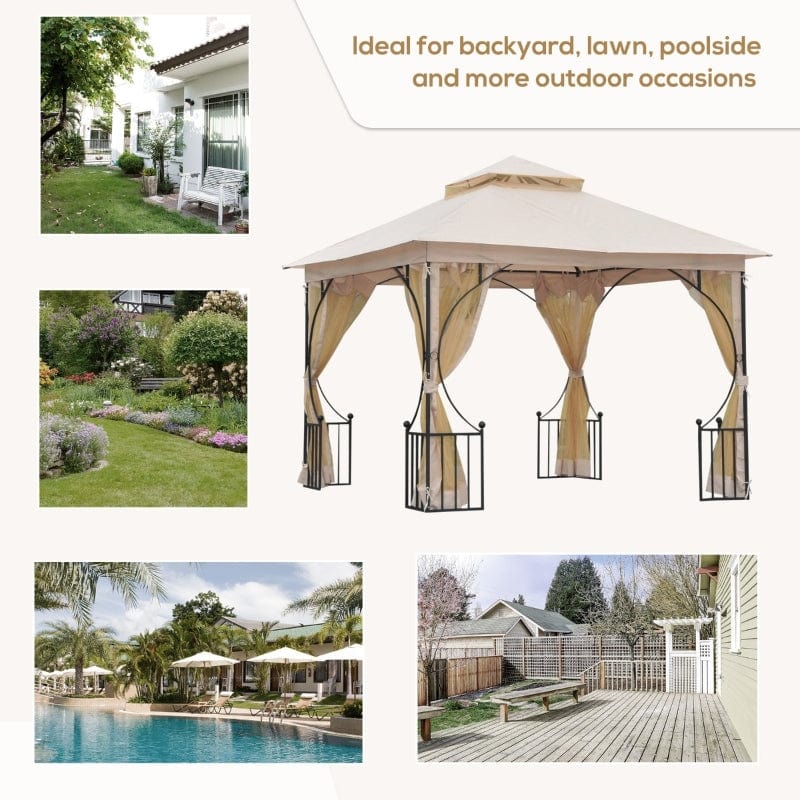 Outsunny 10' x 10' Steel Outdoor Garden Patio Gazebo Canopy - 84C-005