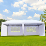 Outsunny 10' x 20' Outdoor Wedding Party Patio w/ 4 Removable Side Walls Canopy - 84C-117WT