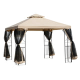 Outsunny 10' x 10' Steel Fabric Square Outdoor Gazebo - 84C-128