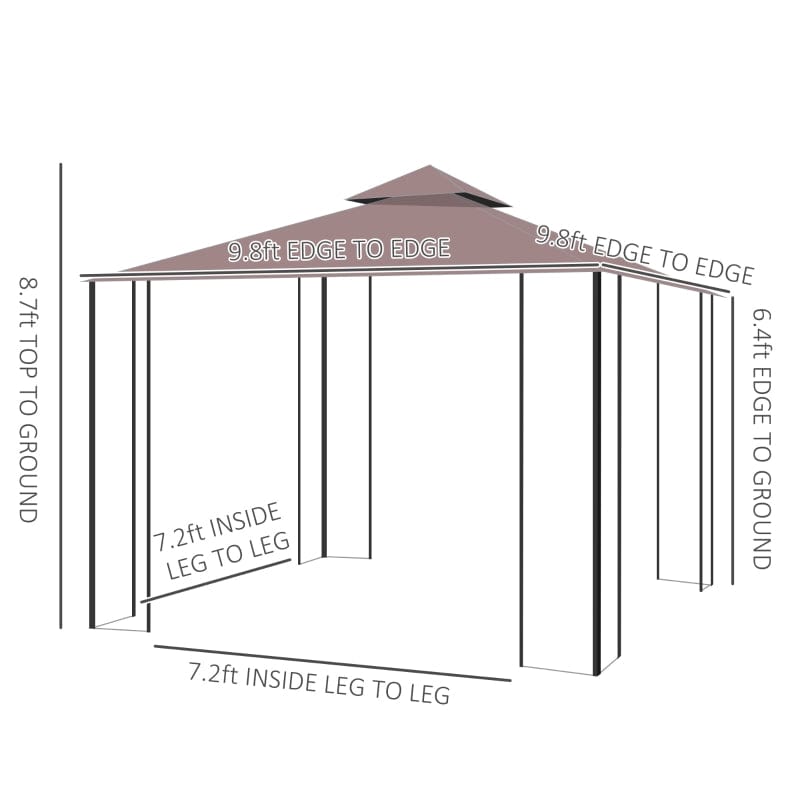 Outsunny 10'x10' Outdoor Gazebo, Double Tiered Canopy Tent - 01-0153