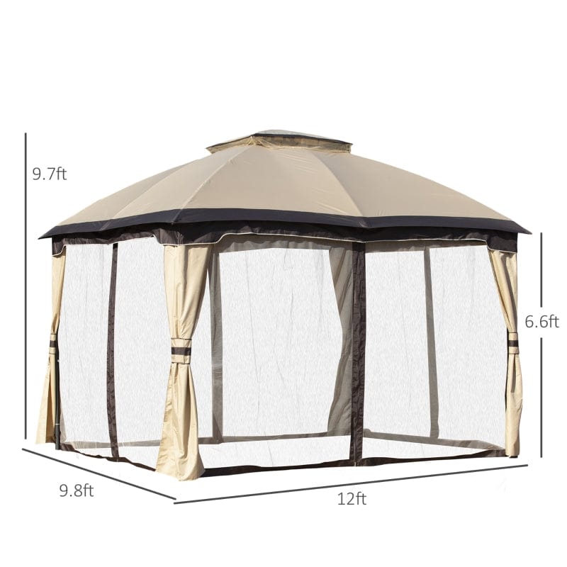 Outsunny 10' x 12' Outdoor Gazebo, Patio Gazebo Canopy - 84C-210BG