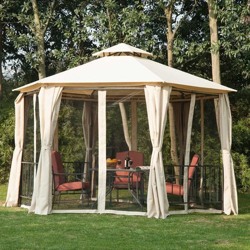 Outsunny 13' x 13' Party Tent, 2 Tier Outdoor Hexagon Patio Canopy - 84C-052YL