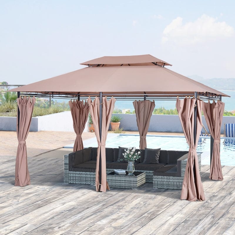 Outsunny 10' x 13' Outdoor Soft Top Gazebo Pergola with Curtains - 84C-050