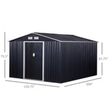 Outsunny 11' x 9' Metal Garden Shed Utility Tool Storage - 845-031V02