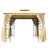 Outsunny 10' x 10' Outdoor Patio Gazebo Canopy with 2-Tier Polyester Roof - 01-0874