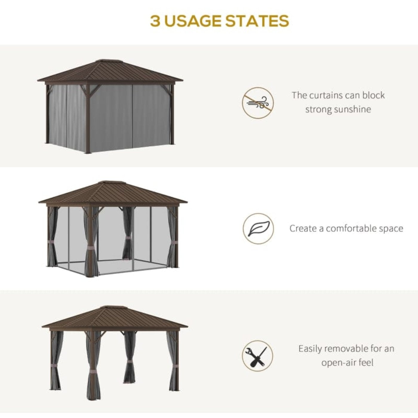 Outsunny 10x12 Hardtop Gazebo with Aluminum - 84C-095CG