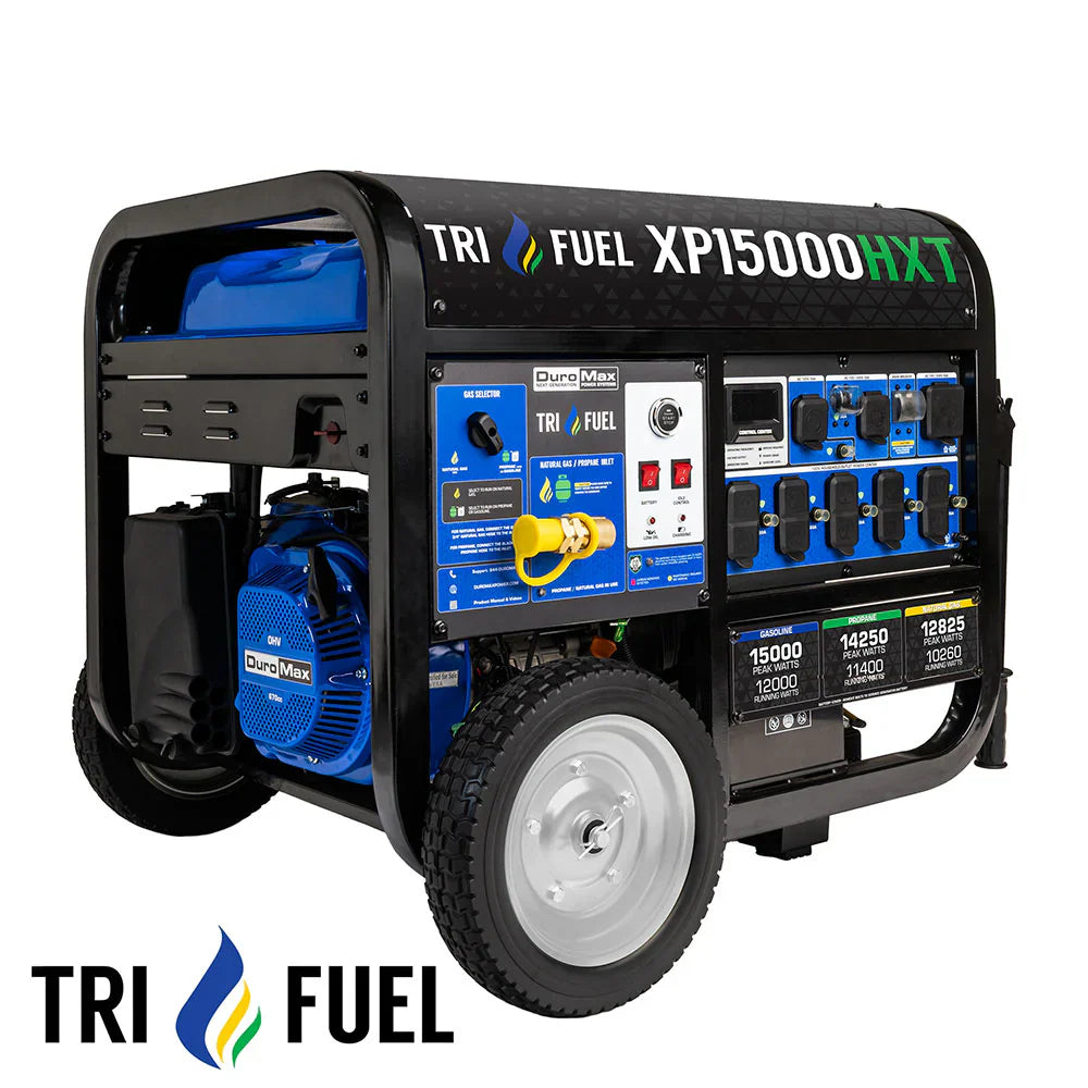 DuroMax 15,000 Watt Electric Start Tri-Fuel Portable Generator XP15000HXT