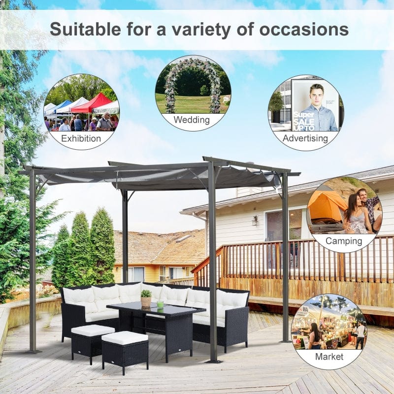 Outsunny 10 x10 Outdoor Retractable Sun Shade - 84C-093GY