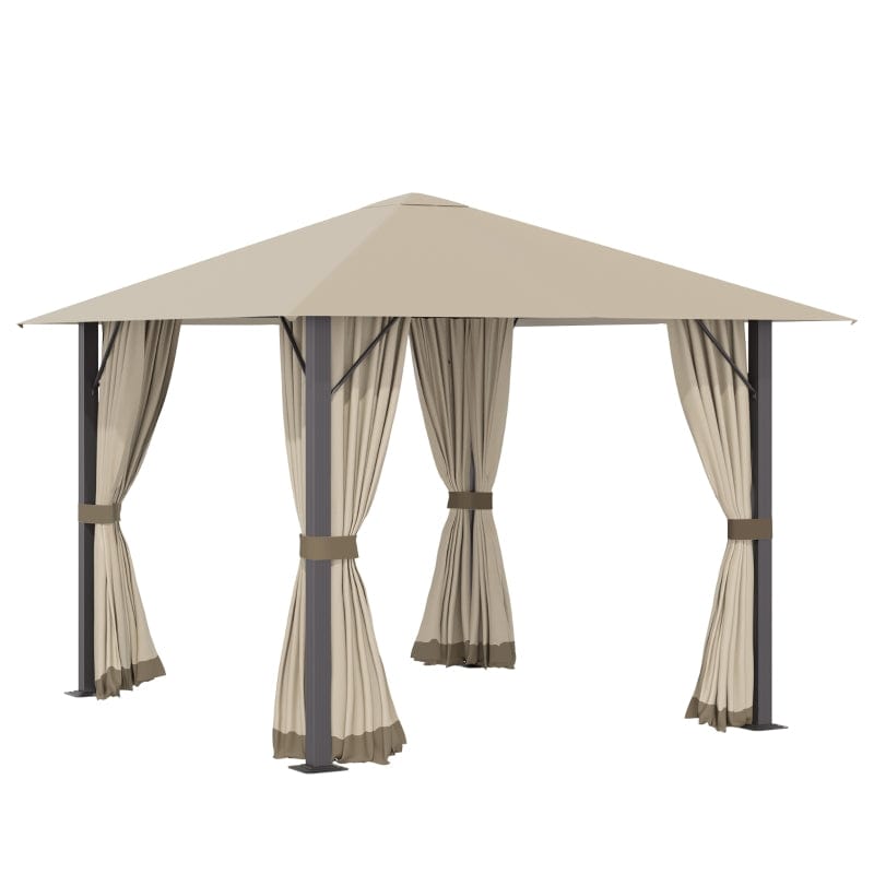 Outsunny 10' x 10' Patio Gazebo Aluminum Frame Outdoor Canopy Shelter - 84C-322BG