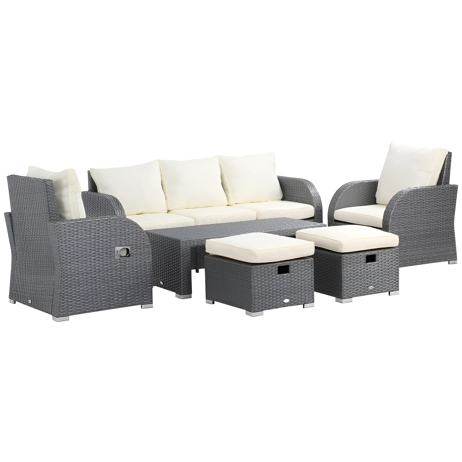 Outsunny 6-Piece Outdoor Rattan Patio Sectional Sofa Set - 860-105V02