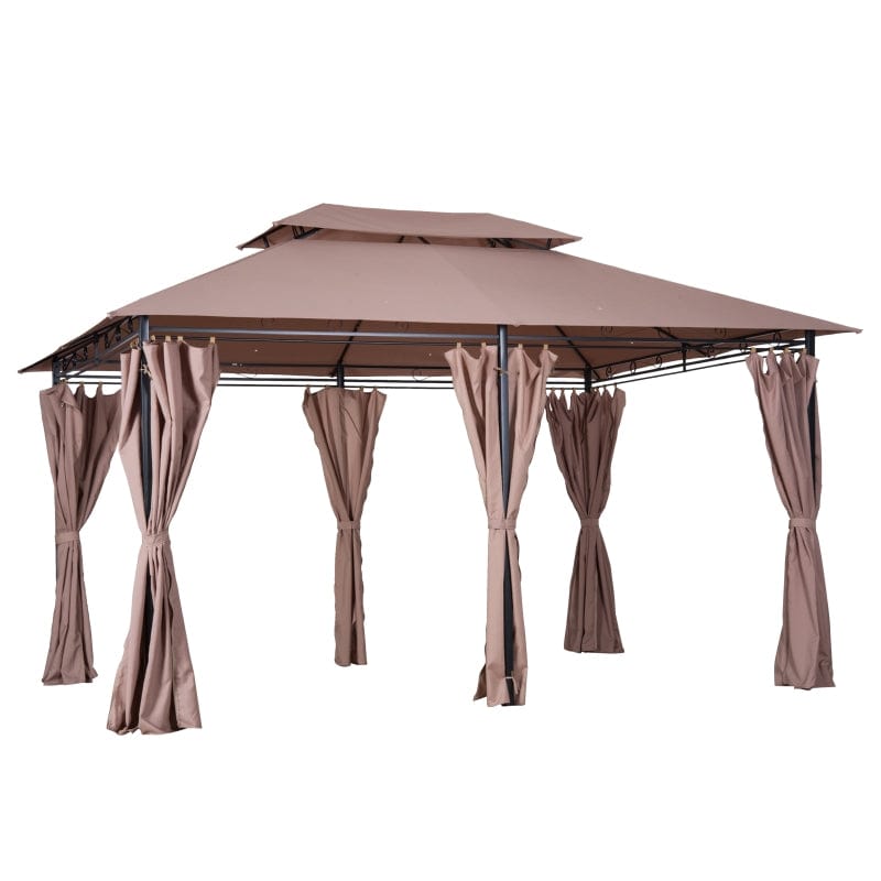 Outsunny 10' x 13' Outdoor Soft Top Gazebo Pergola with Curtains - 84C-050