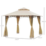 Outsunny 10' x 10' Steel Outdoor Patio Gazebo Canopy - 84C-010