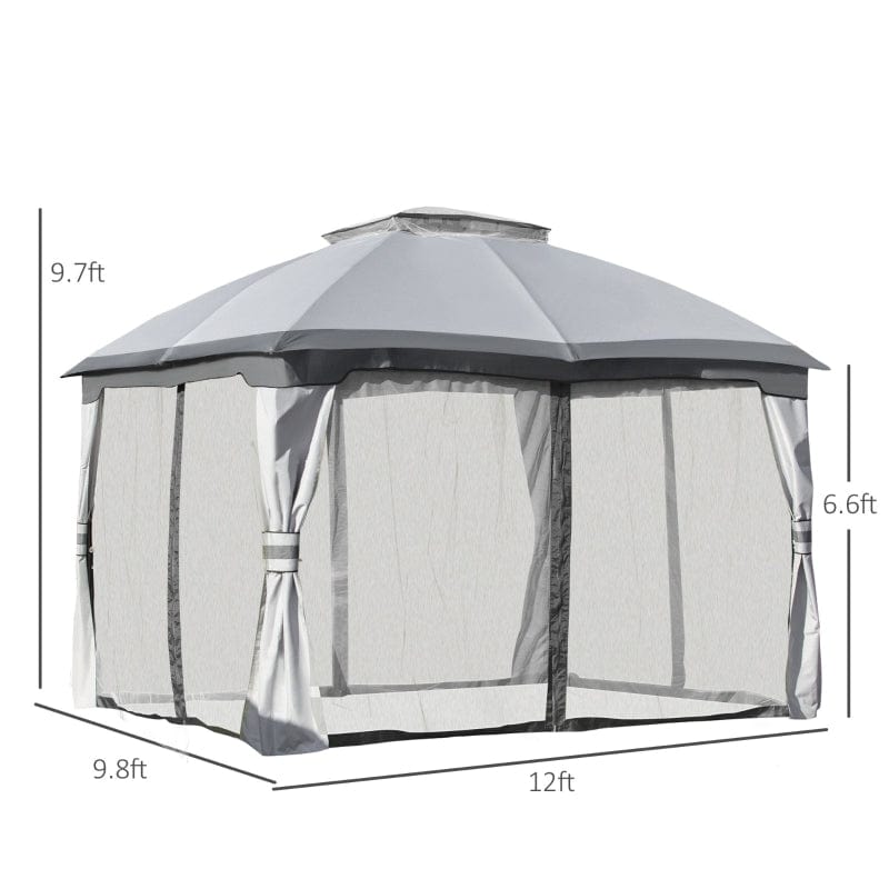 Outsunny 10' x 12' Outdoor Gazebo, Patio Gazebo Canopy - 84C-210GY