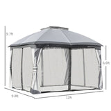 Outsunny 10' x 12' Outdoor Gazebo, Patio Gazebo Canopy - 84C-210GY