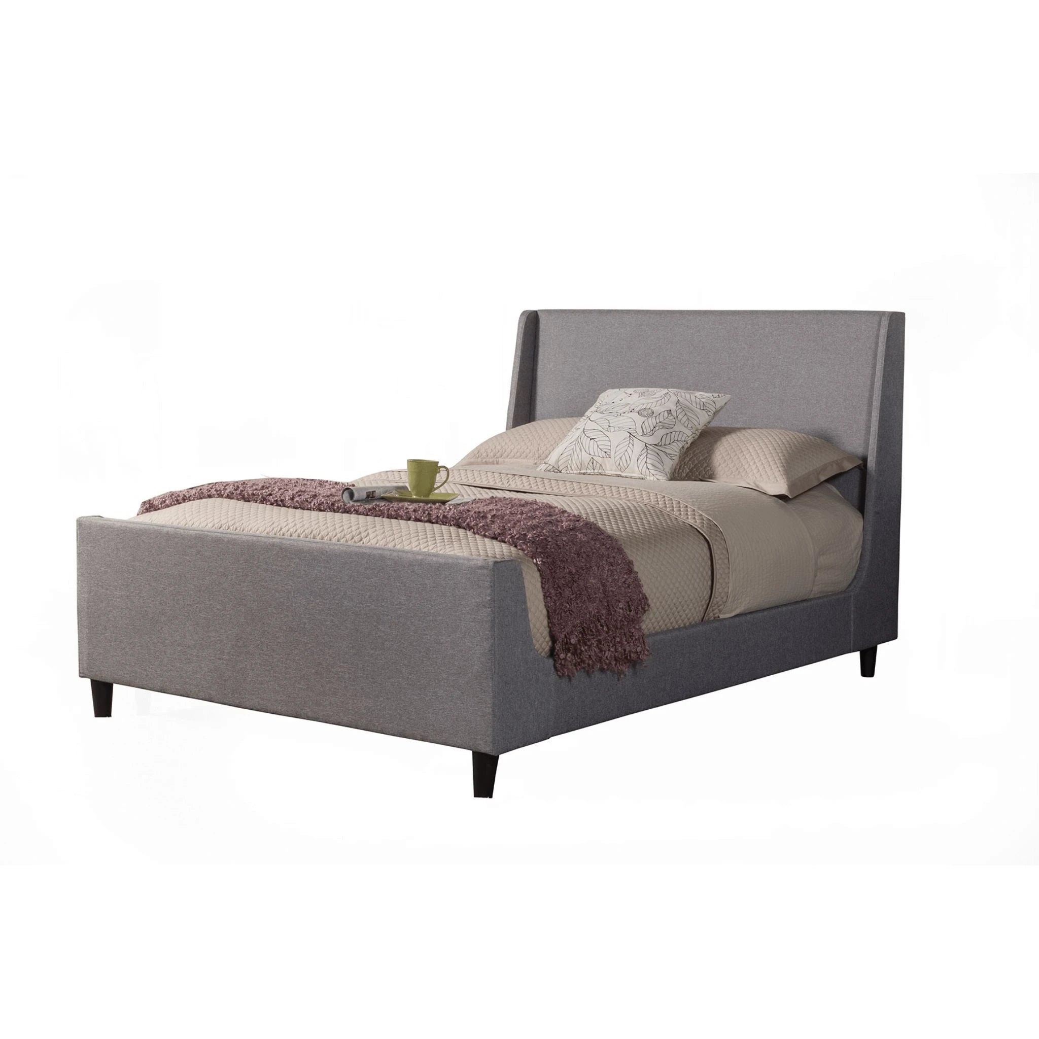 Alpine Amber California King Upholstered Bed, Grey Linen - 1094CK