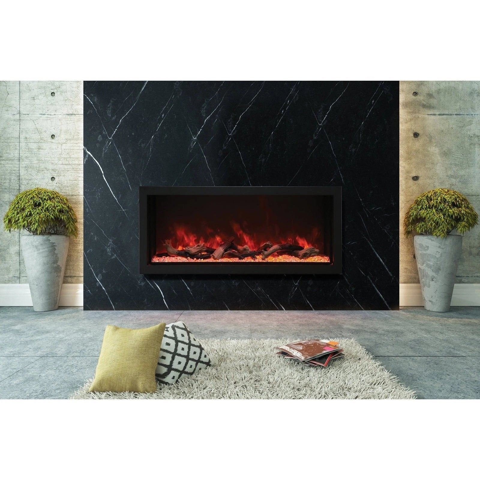 Amantii Panorama 60-inch Built-in Tall & Deep Indoor/Outdoor Linear Electric Fireplace - BI-60-DEEP-XT