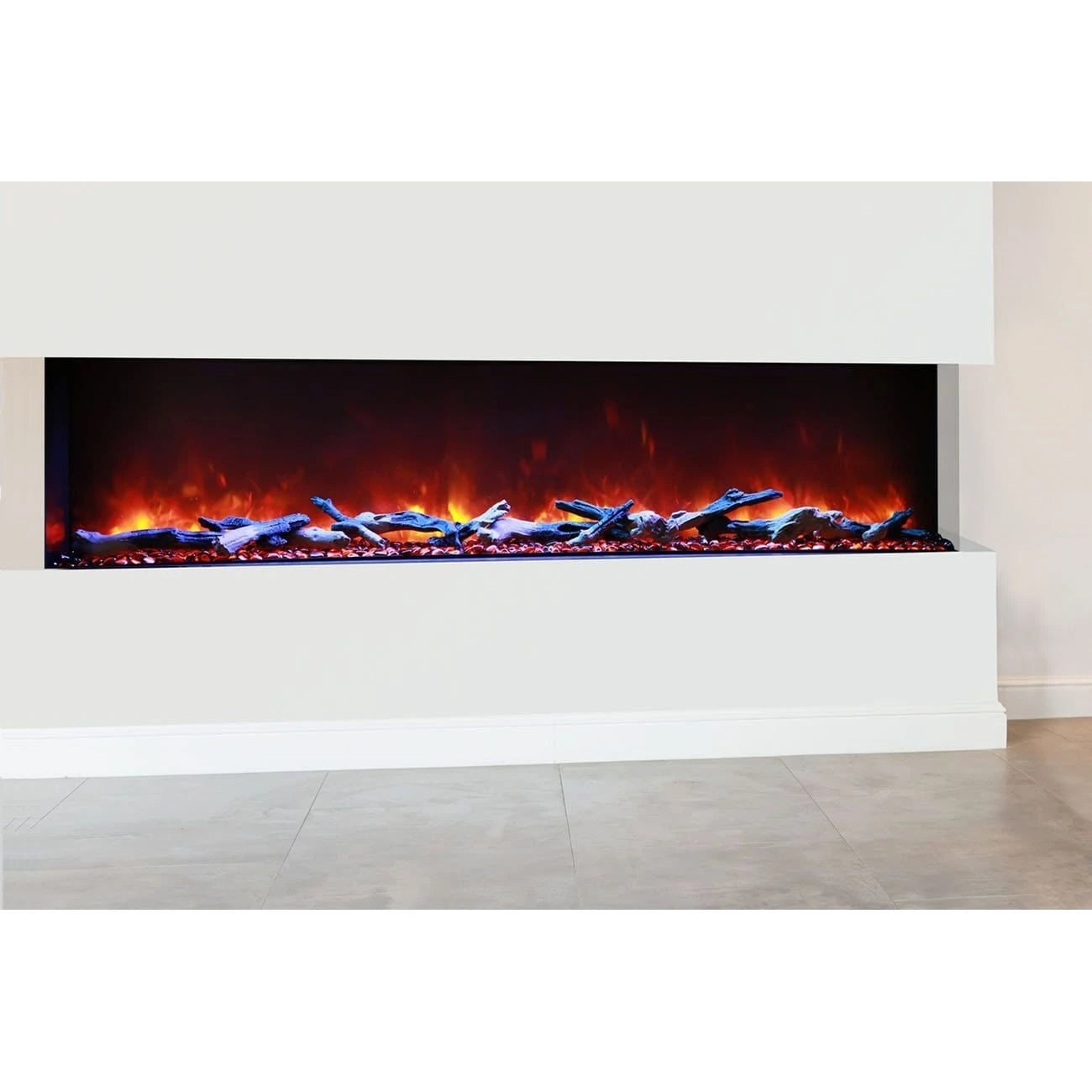 Amantii Panorama Tru View 72-inch 3-Sided View Built In Indoor/Outdoor Electric Fireplace - 72-TRU-VIEW-XL / DESIGN‐MEDIA‐15PCE