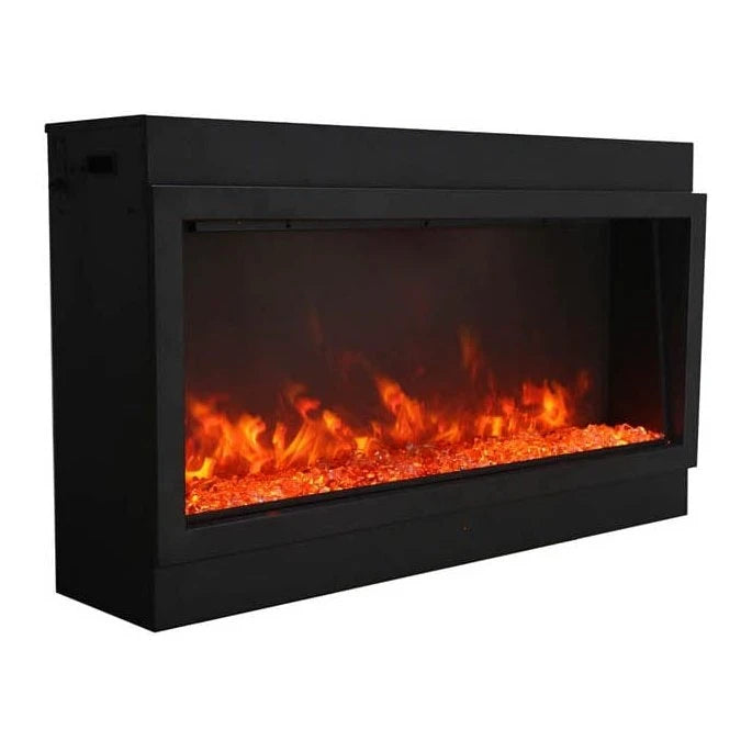 Amantii Panorama 72-inch Built-in Tall & Deep Indoor/Outdoor Linear Electric Fireplace - BI-72-DEEP-XT / DESIGN‐MEDIA‐15PCE