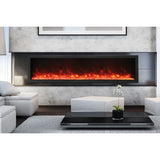 Amantii Panorama 88-inch Built-in Tall & Deep Indoor/Outdoor Linear Electric Fireplace - BI-88-DEEP-XT / DESIGN‐MEDIA‐15PCE