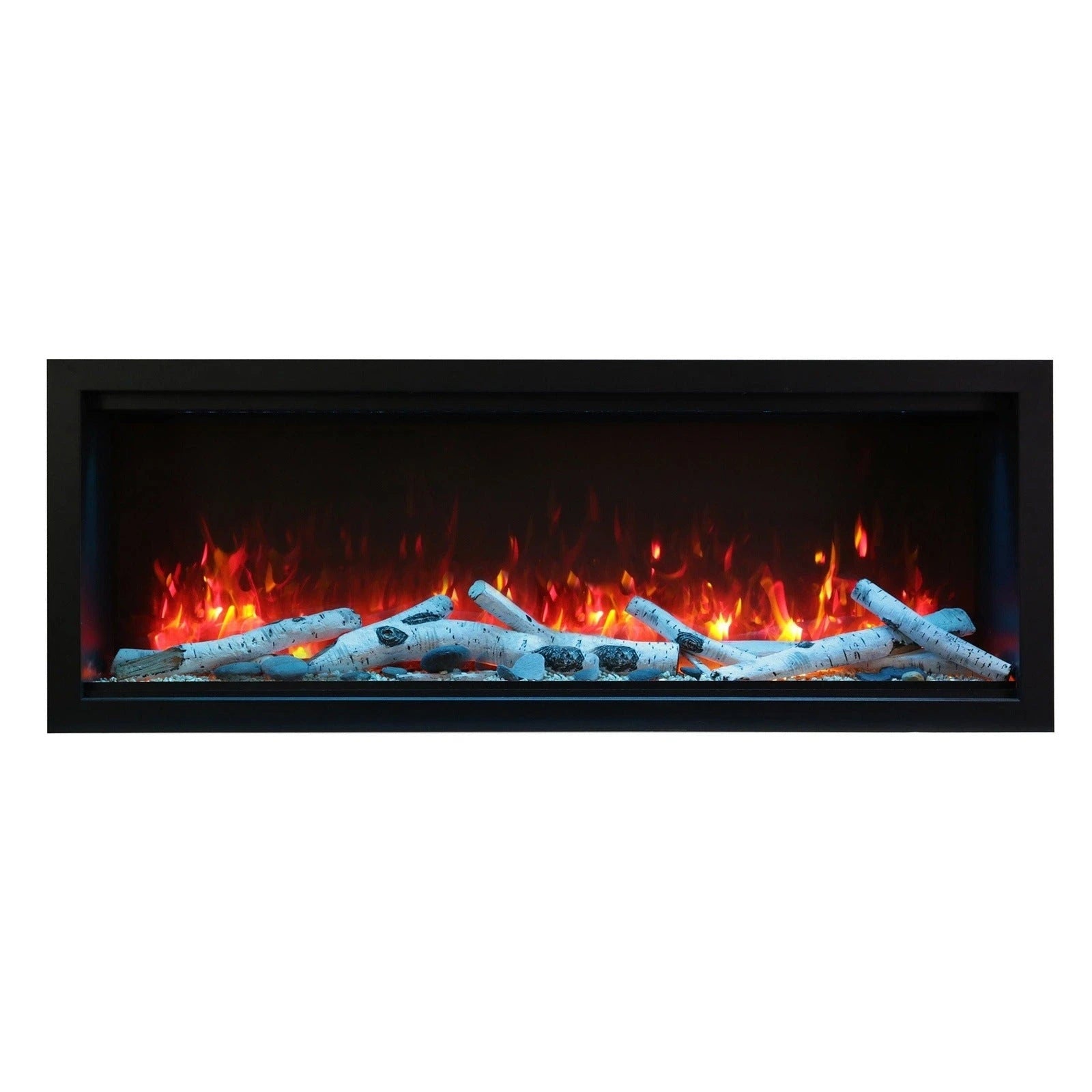 Amantii Symmetry 34'' Extra Tall & Deep Recessed Linear Indoor/Outdoor Electric Fireplace - SYM‐34‐XT / DESIGN‐MEDIA‐15PCE