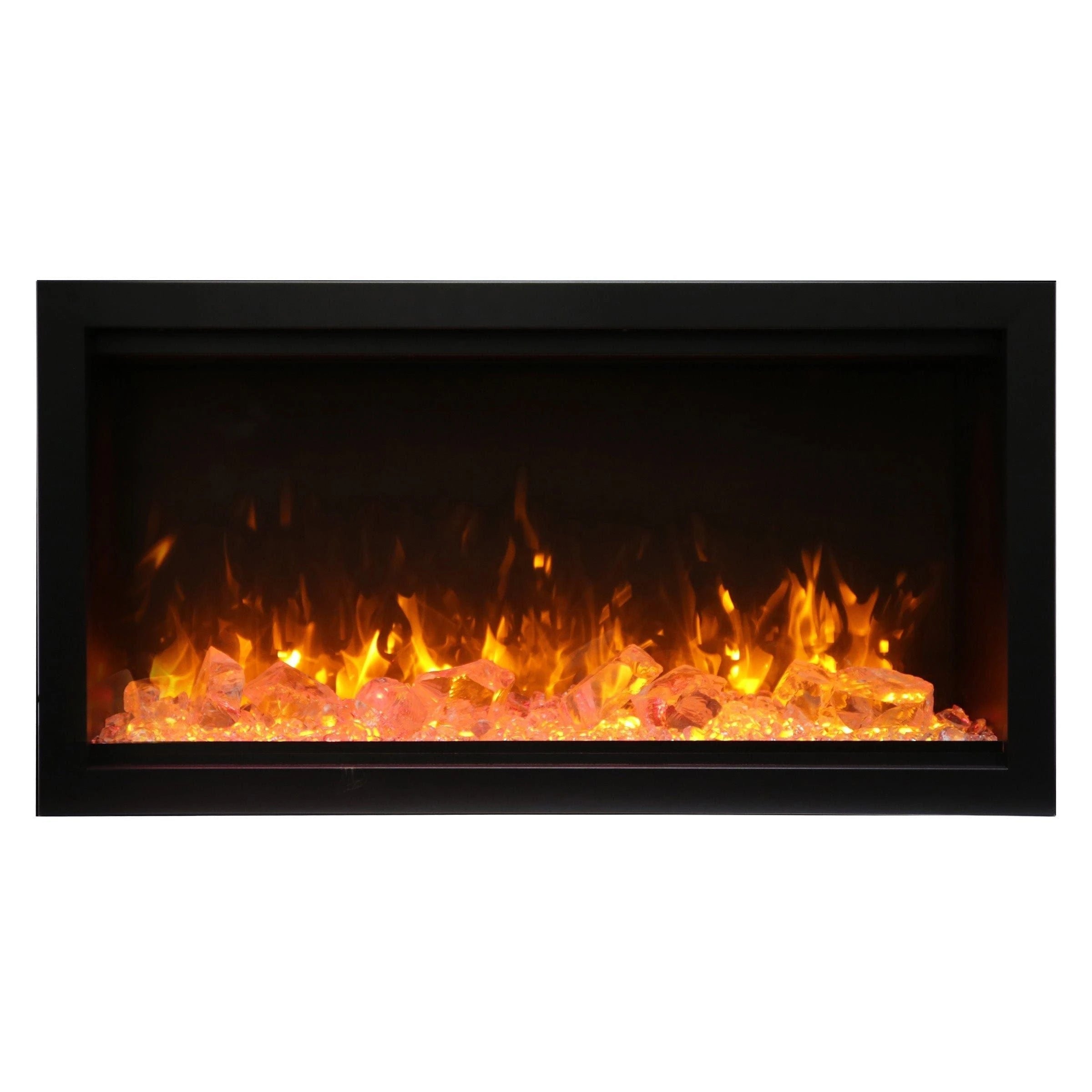 Amantii Symmetry 34'' Extra Tall & Deep Recessed Linear Indoor/Outdoor Electric Fireplace - SYM‐34‐XT / DESIGN‐MEDIA‐15PCE