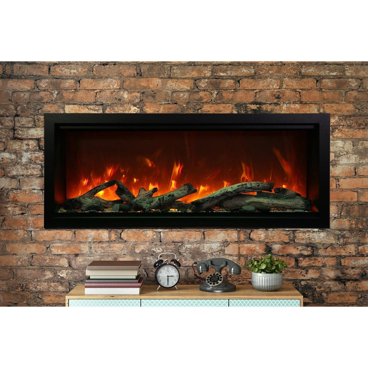 Amantii Symmetry 50'' Extra Tall & Deep Recessed Linear Indoor/Outdoor Electric Fireplace - SYM‐50‐XT