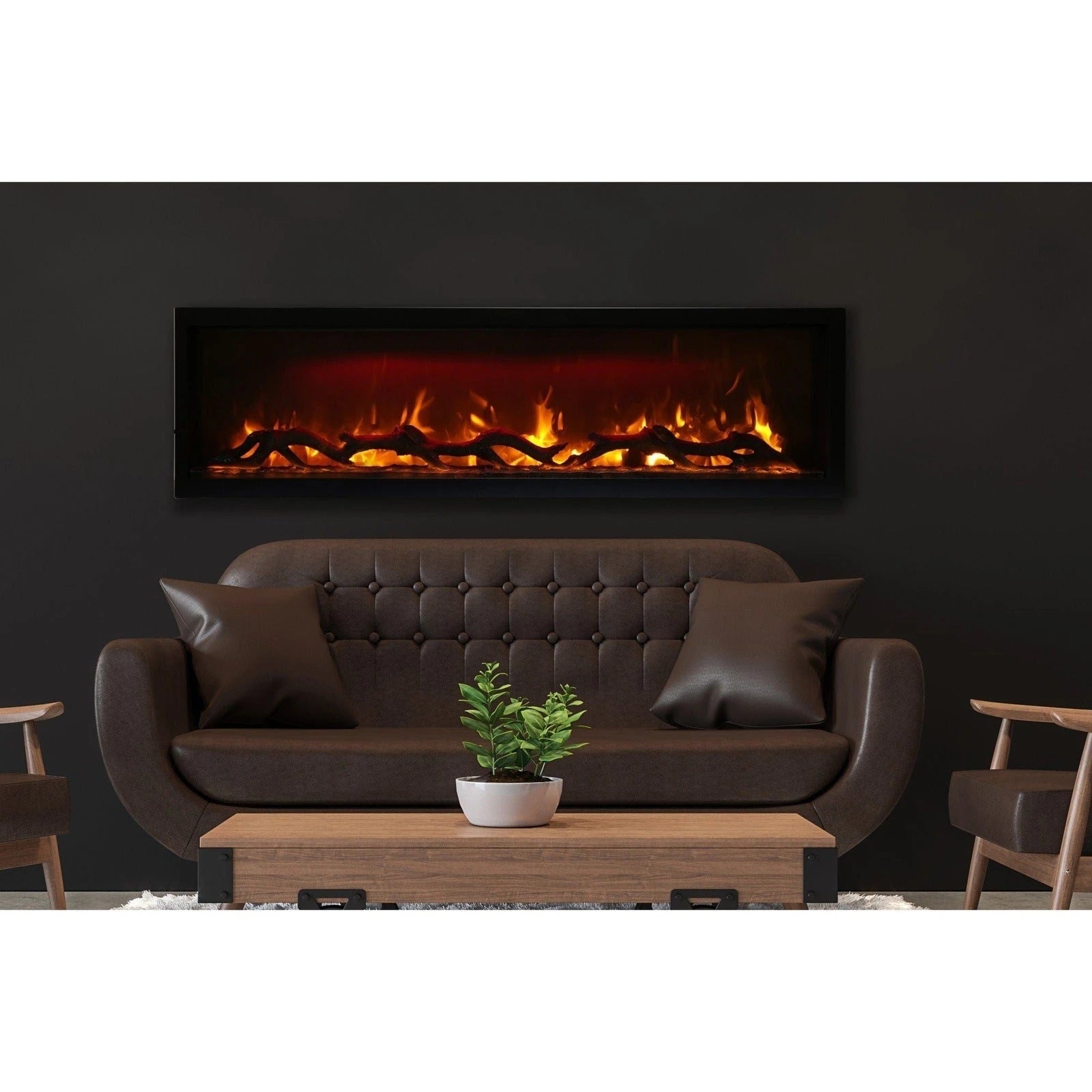 Amantii Symmetry 60'' Recessed Linear Indoor/Outdoor Electric Fireplace - SYM-60