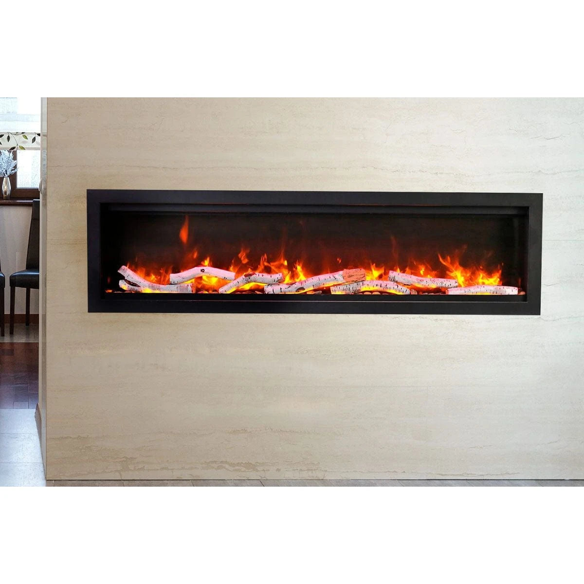 Amantii Symmetry Bespoke 60'' Wall Mount / Recessed Linear Indoor/Outdoor Electric Fireplace - SYM-60 BESPOKE / DESIGN MEDIA BIRCH-10PCE