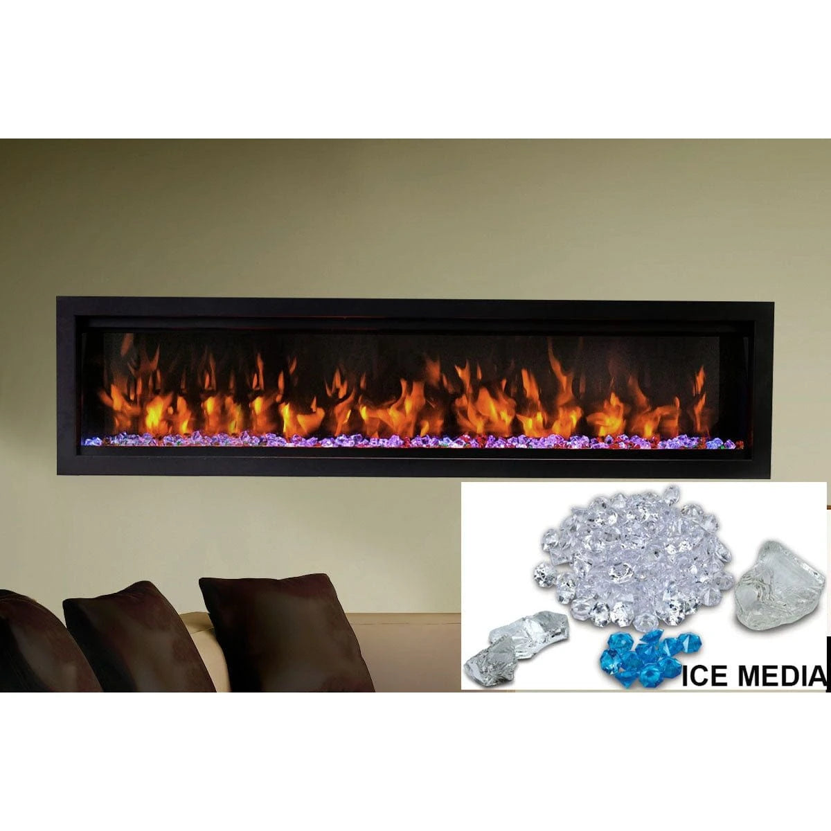 Amantii Symmetry Bespoke 74'' Wall Mount / Recessed Linear Indoor/Outdoor Electric Fireplace - SYM-74 BESPOKE