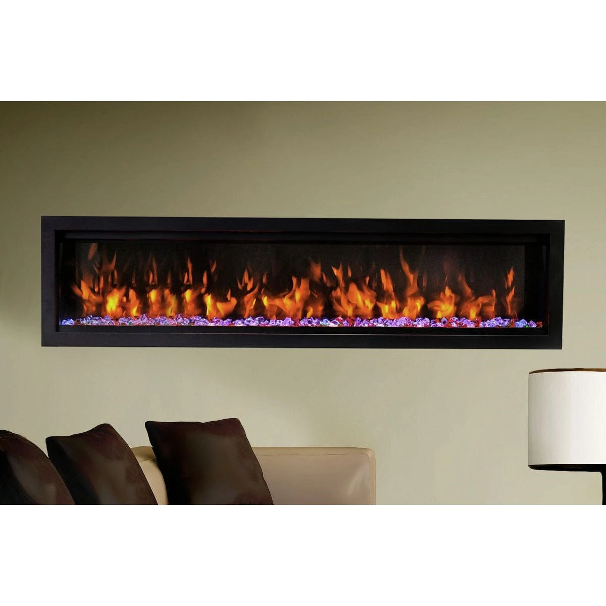 Amantii Symmetry Bespoke 74'' Wall Mount / Recessed Linear Indoor/Outdoor Electric Fireplace - SYM-74 BESPOKE