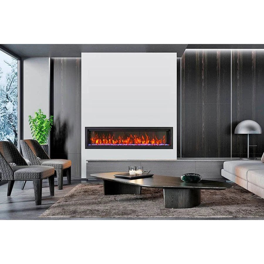 Amantii Symmetry Bespoke 74'' Wall Mount / Recessed Linear Indoor/Outdoor Electric Fireplace - SYM-74 BESPOKE