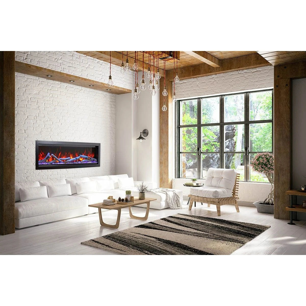 Amantii Symmetry Bespoke 74'' Wall Mount / Recessed Linear Indoor/Outdoor Electric Fireplace - SYM-74 BESPOKE